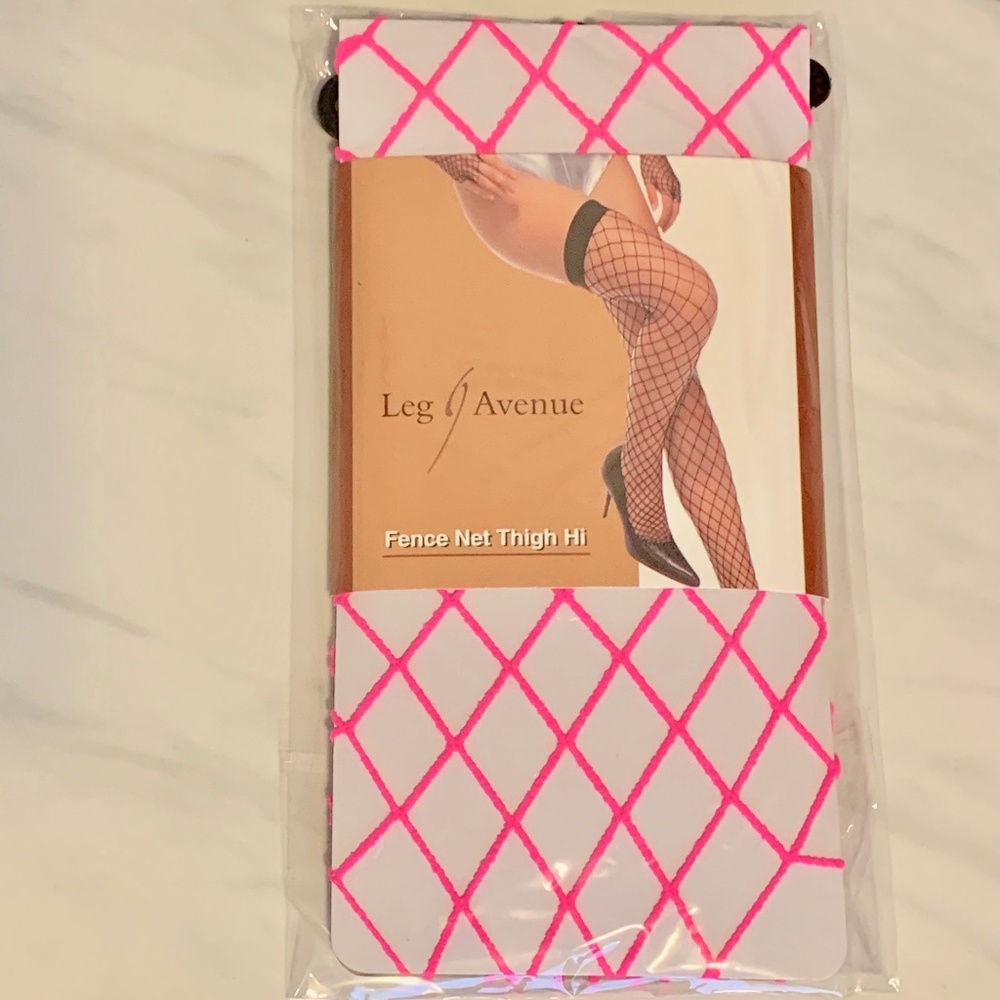 NWOT Thigh High Hot Pink Fish Net Stockings